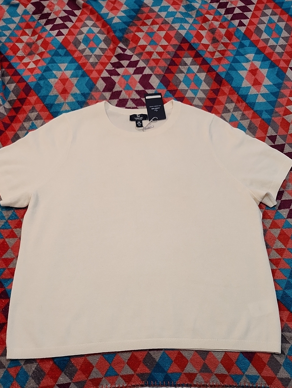 Lands End Cashmere Sweater T-shirt In Ivory New With Tags